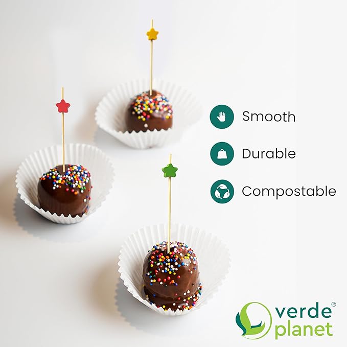 Verde Planet Coctail Stirrers - Biodegradable, Ecofriendly, Premium Quality Bamboo Skewers - 4.7 Inches