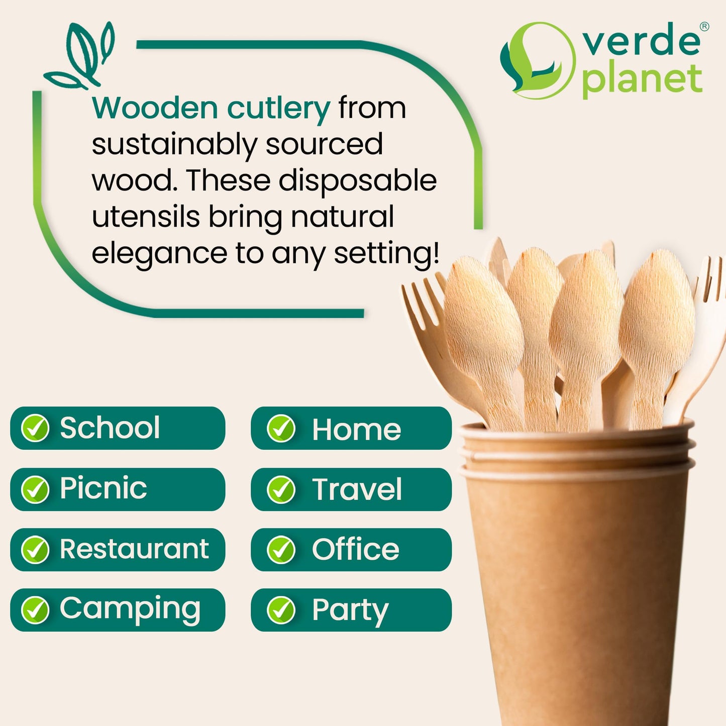 Verde Planet - 6" Birchwood Spoon, Compostable | Pack of 100