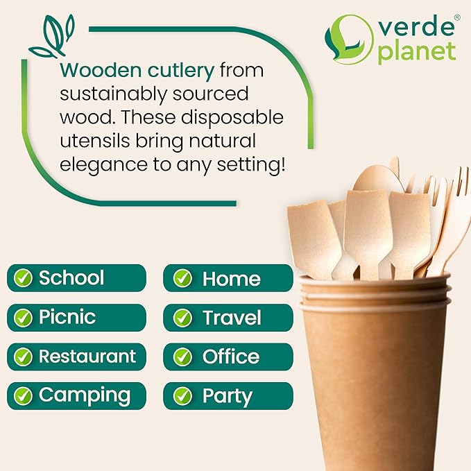 Verde Planet - 3.75" Mini Birchwood Spoon, Compostable | Pack of 100