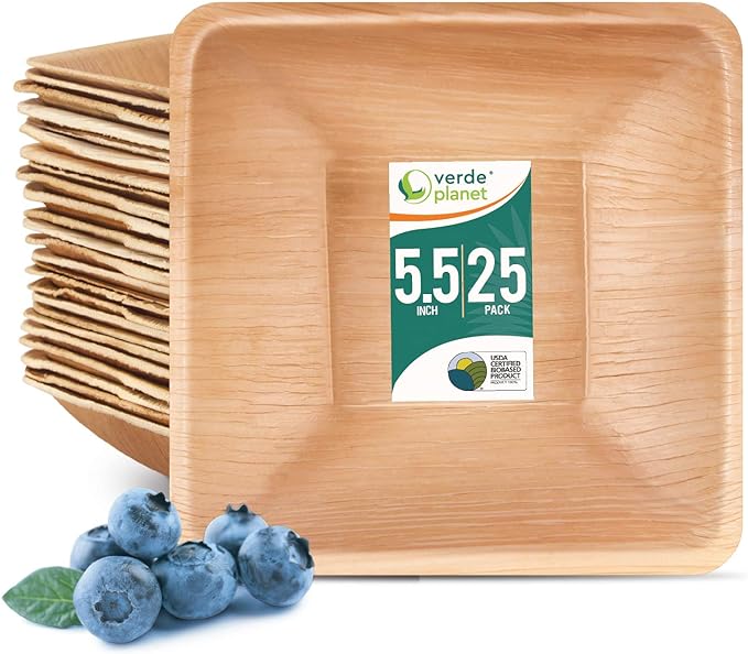 Verde Planet - 5.5" Square Palm Leaf Bowl, USDA Certified, Compostable | Pack of 25