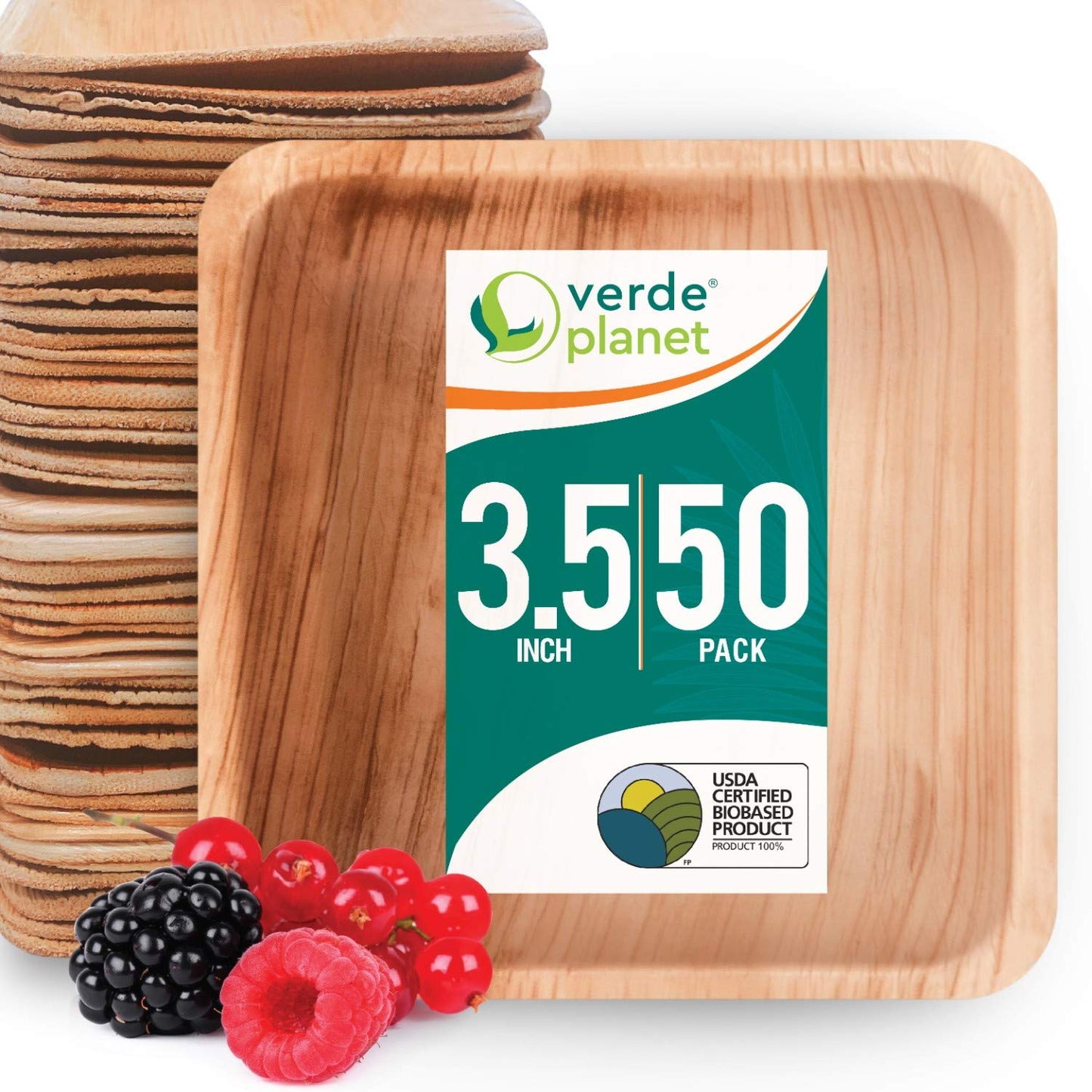 Verde Planet - 3.5" Square Palm Leaf Bowl, USDA Certified, Compostable | Pack of 50