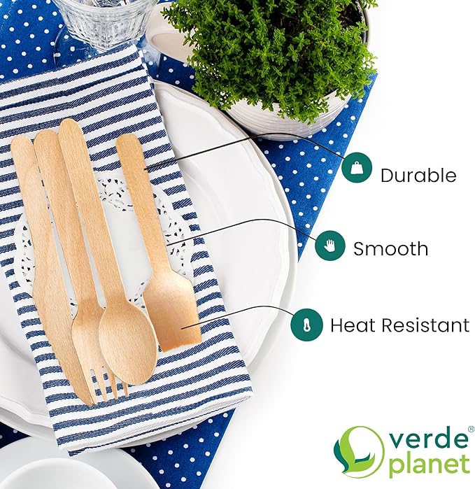 Verde Planet Birch Wooden Mini Spoons - Disposable, Compostable Sample Spoons - Biodegradable, Eco Friendly Small Tasting Spoons - Wooden Dessert, Ice Cream Spoons - 3.75 Inches, 100 Count