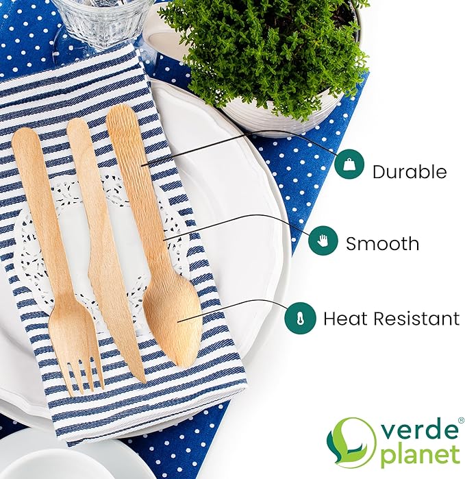 Verde Planet Birch Small Wooden Spoons - Disposable, Compostable Spoon - Biodegradable, Eco Friendly Spoons - Wood Cutlery for Desserts, and More! - 4 Inches, 100 Count