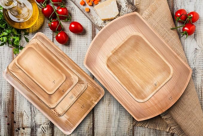 Verde Planet - 13" Rect Palm Leaf Tray, USDA Certified, Compostable | Pack of 10