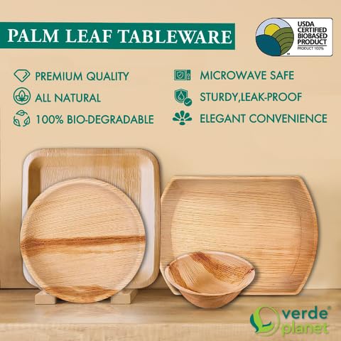 Verde Planet - 22" Oval Palm Leaf Tray, USDA Certified, Compostable | Pack of 10