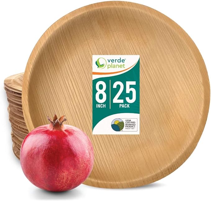 Verde Planet -  8" Round Palm Leaf Plate, USDA Certified, Compostable | Pack of 25