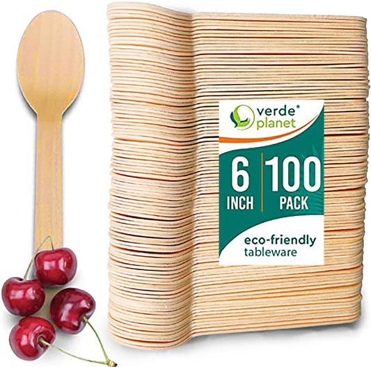 Verde Planet - 6" Birchwood Spoon, Compostable | Pack of 100
