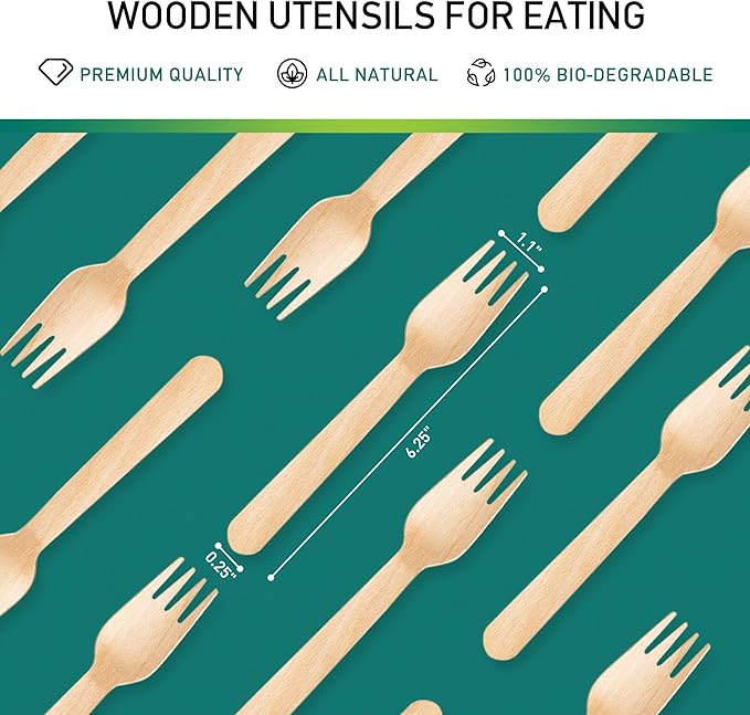 Verde Planet - 6" Birchwood Fork, Compostable |  Pack of 100