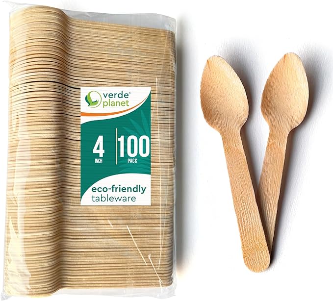 Verde Planet - 4" Small Birchwood Spoon, Compostable | Pack of 100