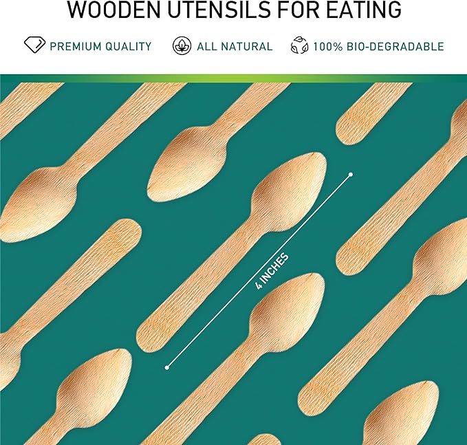 Verde Planet - 4" Small Birchwood Spoon, Compostable | Pack of 100