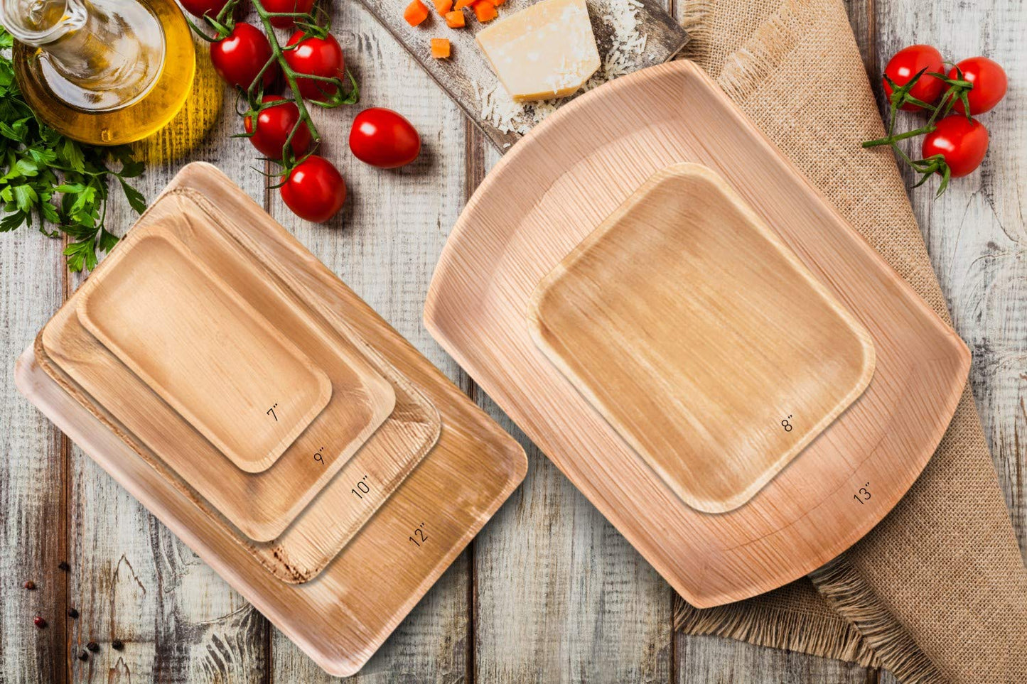 Verde Planet - 22" Oval Palm Leaf Tray, USDA Certified, Compostable | Pack of 10