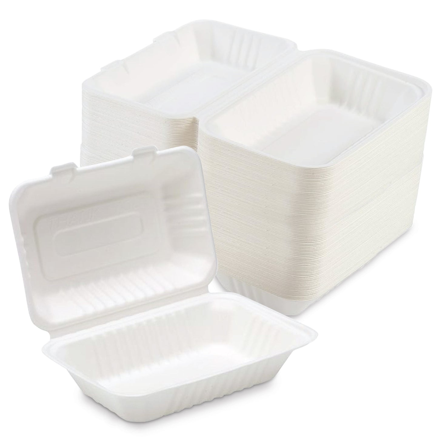 Verde Planet - 9"x6" Clamshell Sugarcane Take-out Container, Compostable | Case of 250